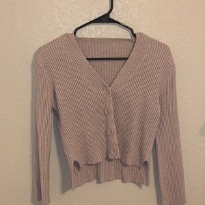 beige sweater button up